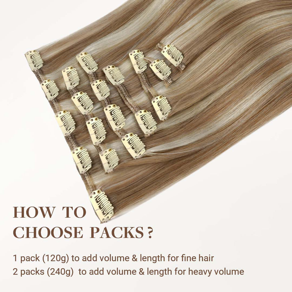 Brown to Platinum Blonde Highlights (PM8G/1000) Classic Clip-Ins (120g-150g)