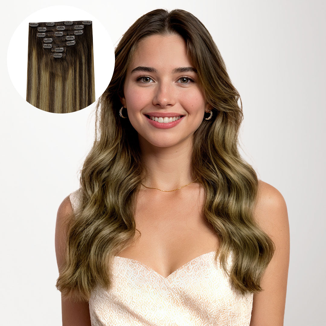 Caramel Blonde Balayage (4/27/4) Classic Clip-Ins (120g-150g)