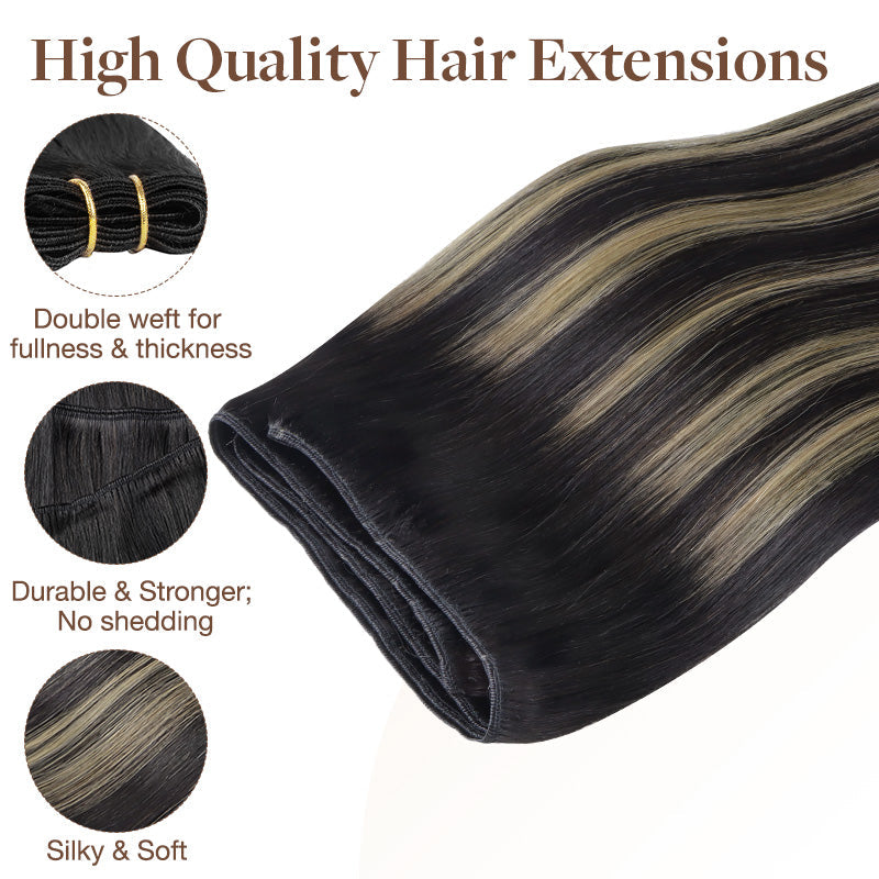 Black to Light Blonde Balayage (1B/19/1B) Sew-In Weft Hair Extensions (80g-120g) [clearance]
