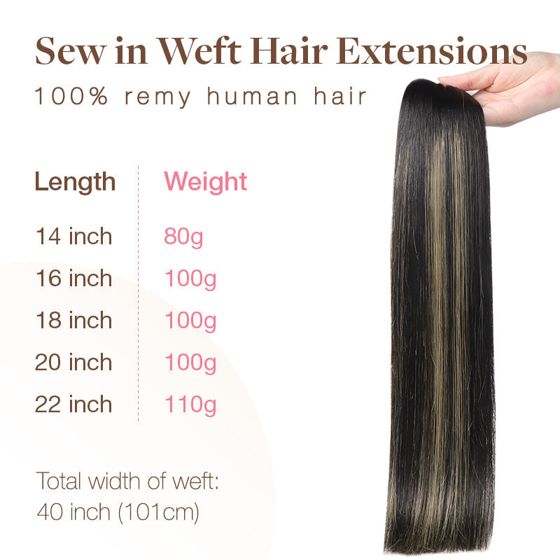 Black to Light Blonde Balayage (1B/19/1B) Sew-In Weft Hair Extensions (80g-120g) [clearance]