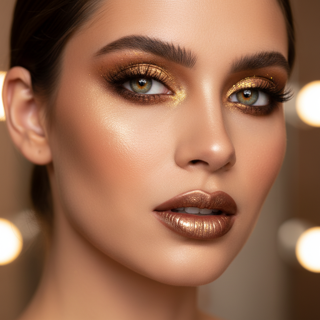 Shimmer eyeshadow look on model