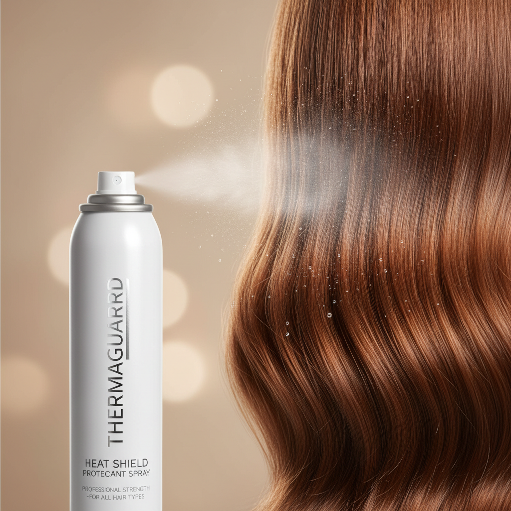 Heat Protectant Spray mist on hair